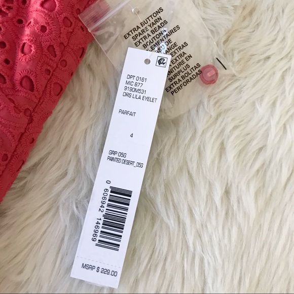 ANTONIO MELANI Cotton Eyelet Midi Dress Button Front Sleeveless Coral Size 4 New - Picture 6 of 16